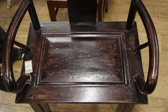 A Chinese rosewood yoked back chair